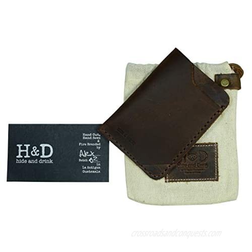 Hide & Drink Leather Front Pocket Card Holder Holds Up to 4 Cards Plus Folded Bills Cash Organizer Wallet Handmade Includes 101 Year Warranty :: Bourbon Brown