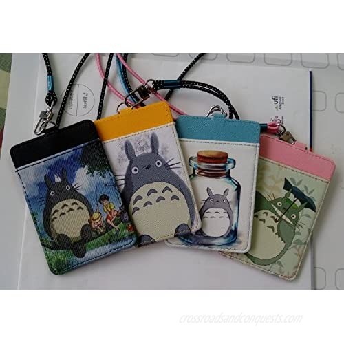 KUBRICK Totoro Basic Card Holder Necklace Wallet ID Badge [Stretchy Strap] PU Leather Credit Card Case