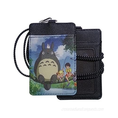 KUBRICK Totoro Basic Card Holder Necklace Wallet  ID Badge [Stretchy Strap] PU Leather Credit Card Case