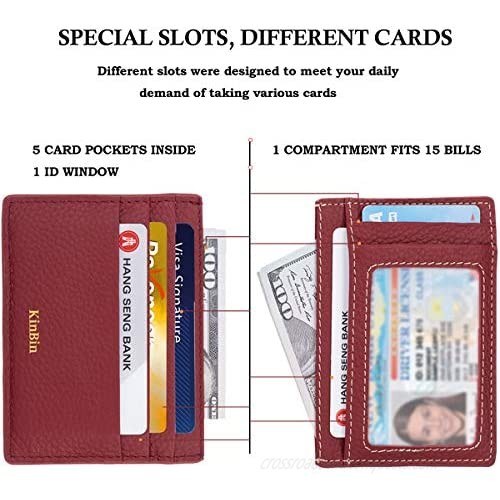 Leather Credit Card Holder Slim RFID Blocking Card Case Wallets Minimalist Front Pocket for Women Men - Wine Red…