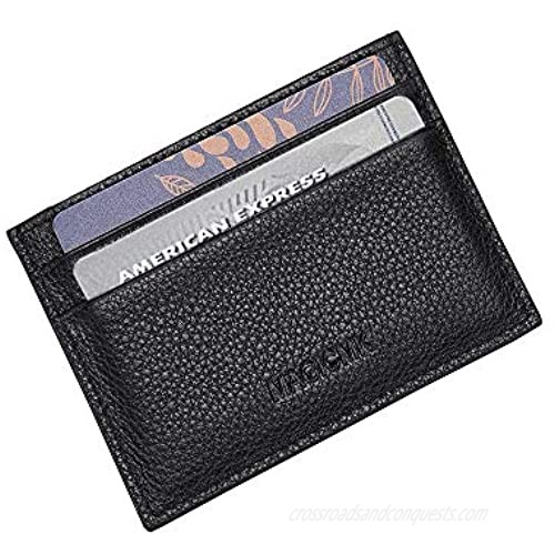 MAGICMK Minimalist Slim Card Holder Leather Credit Card Wallet for Men (Black-Double Slot)