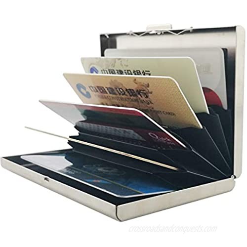 Metal Card Holder Steel Wallet Rfid Blocking Protector Card Case Slim Square Business Travel Hard Case Wallet/Card Holder for Men and Women (Silver)