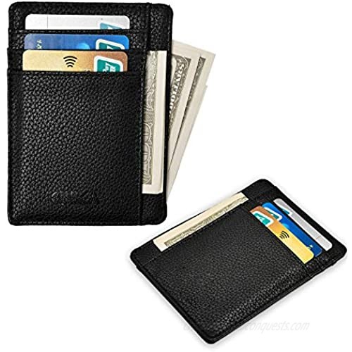 Minimalist Wallets for Men & Women Credit Card Holder Slim Front Pocket Leather Wallets (black)