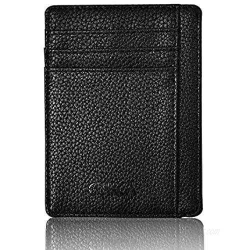 Minimalist Wallets for Men & Women  Credit Card Holder Slim Front Pocket Leather Wallets (black)