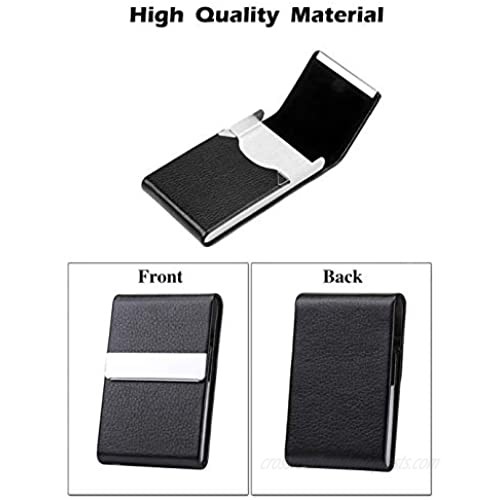Naplion Card Cases for Men and Women PU Leather Stainless Steel ID Cases Magnetic RFID Blocking Business Credit Card Holder Slim Minimalist Wallet Black