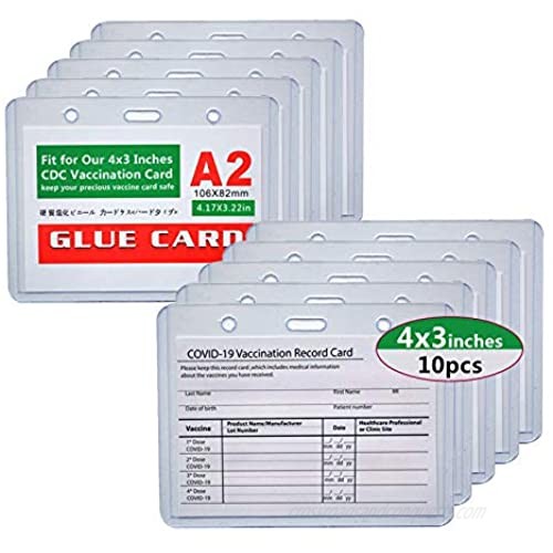 NILSTOREY CDC Vaccination Card Protector 4 X 3 Inches  Immunization Record Vaccine Cards Holder A2 Sleeve for Events & Travel (10PCS)