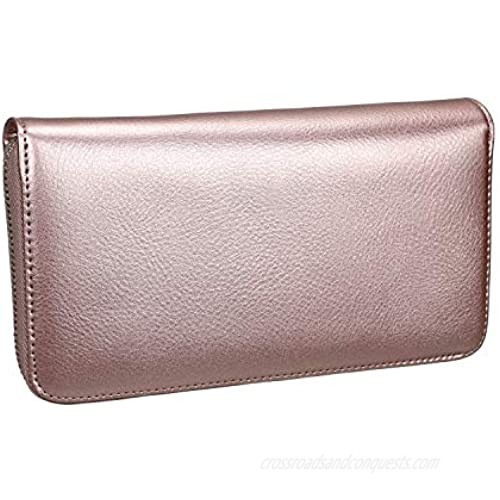 Noedy Large Capacity Credit Card Holder RFID Blocking For Women Genuine Leather Multi Card Cases Wallet Rose Gold
