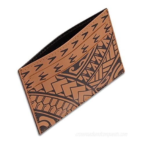 Polynesian Tattoo Leather Credit Card Holder Super Slim WalletHiku from NAKOA