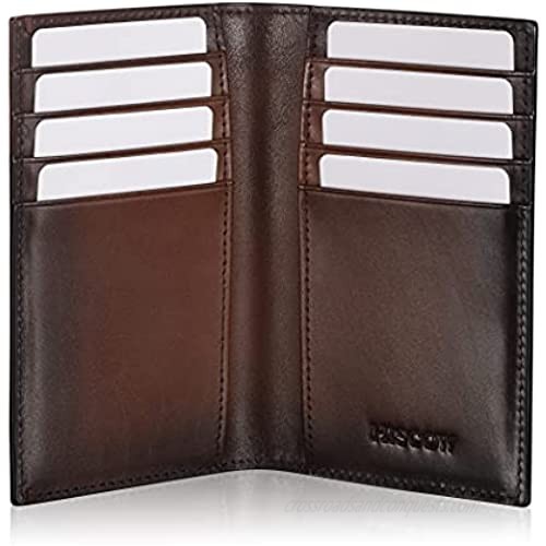 Slim Leather Credit Card Holder for Men & Women 8cc  Italian Calfskin (Brush-Off Coffee)