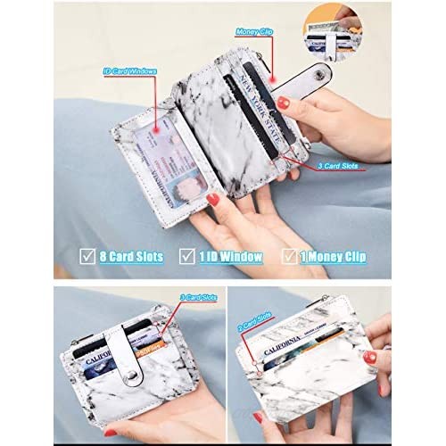 Slim Wallet for Men & Women Front Pocket Credit Card Holder Wallet with ID Window 8 Card Slot Compact Marble Card Organizer