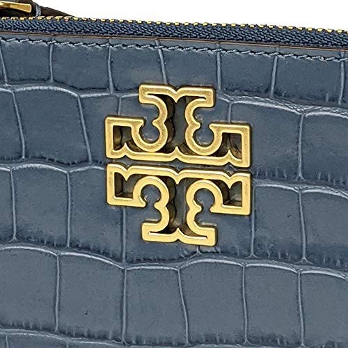 Tory Burch Women's Britten Croc Zip Card Case (Peninsula Blue)