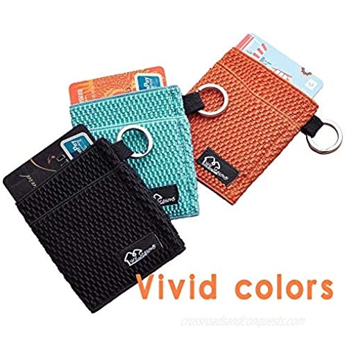 WKieason Slim Keychain Credit Card Holder Wallet Lanyard - Minimalist RFID Card Holder Keychain for Women Credit Card Keychain Sleeve Pouch Holder for Man (Orange)