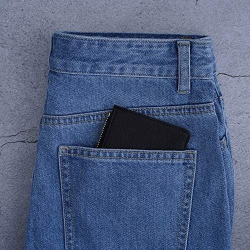 Women RFID Blocking Keychain Wallet Slim Card Case Holder Zip ID Case Wallet Small Leather Wallet Coin Purse Pocket Wallet (Black)