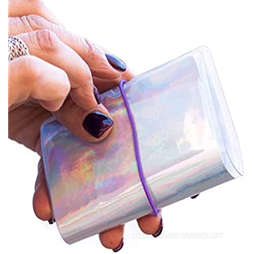 Womens Wallet Credit Card Loyality Card Coupons Holder Mini Photo Album Organizer - Holographic Silver