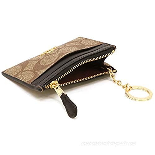 Coach Mini Skinny ID Key ring Coin Case Signature Wallet