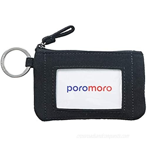 Poromoro Zip ID Badge Card Case Holder Set with Key Ring and Lanyard for Men Women (Black 2 Zip ID cases)