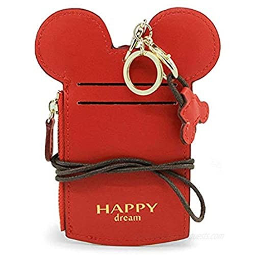 Travel Neck Pouch  Cute Animal Mickey ID Case Card Holder Cute Small Fashion Student ID Card Holder Coin Wallet Purse for Women/Girls/Children