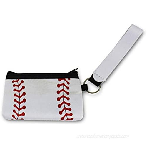 URBANIFI Baseball Wristlet ID Holder Bag Neoprene washable zipper women girls mom gift team player (Baseball Stitches)