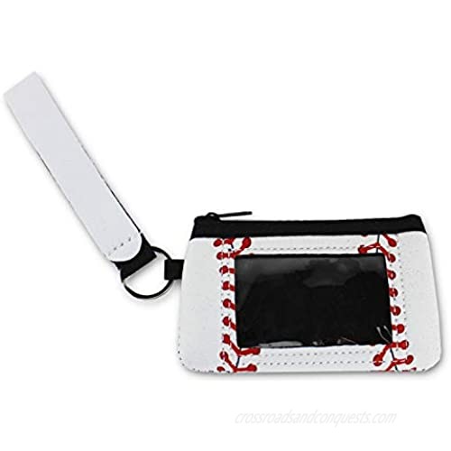 URBANIFI Baseball Wristlet ID Holder Bag Neoprene washable zipper women girls mom gift team player (Baseball Stitches)
