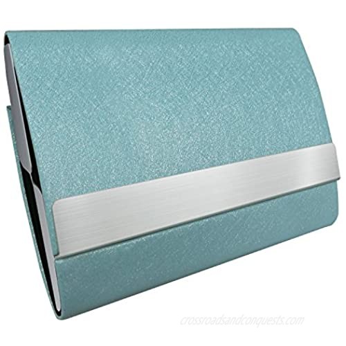 Bolier Professional Business Card Holder 100% Handmade Leather Business Card Case for Men and Women (Double Sided Green)
