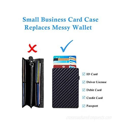 Business Card Case Credit card holder Carbon Fiber and Plastic Card Case Holder Holds 6 Business Card Case Credit Card ID Holder Case for Men & Women
