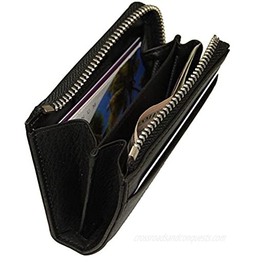 Castello Italian Soft Leather Zip up wallet w/RFID