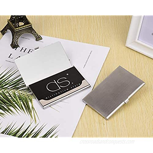 DS. DISTINCTIVE STYLE Business Card Case Stainless Steel Name Card Holder Classic ID Credit Card Hard Case (3.7 Inches x 2.3 Inches x 0.4 Inches) - Matted