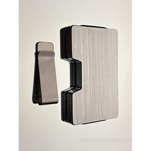 Elite Goods Metal Aluminum Carbon Fiber Wallet Card Holder Money Clip Minimalist RFID Slim (Silver) Large