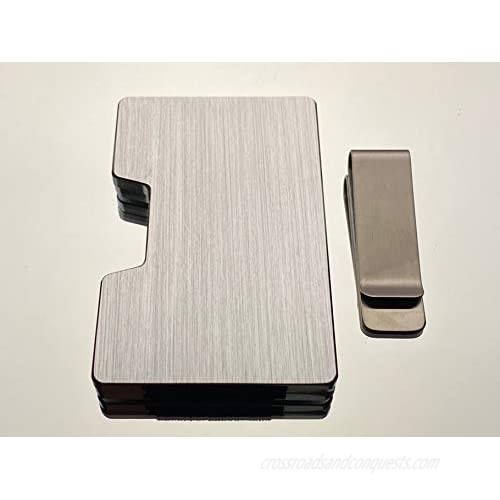 Elite Goods Metal Aluminum Carbon Fiber Wallet Card Holder Money Clip Minimalist RFID Slim (Silver) Large