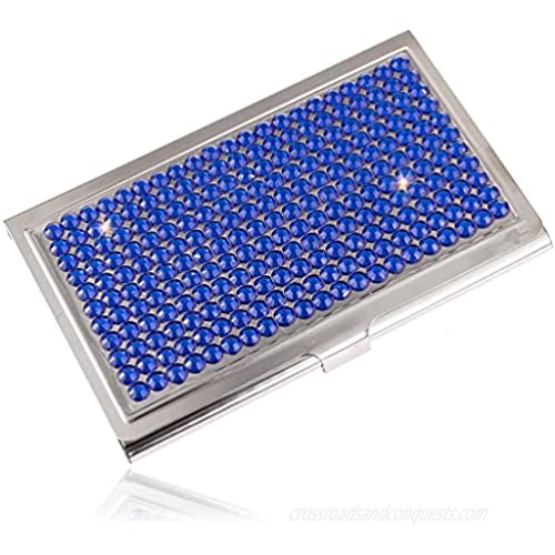 Fashion Portable Royal Blue Bling Crystal Business Card Case Rhinestone Gift Credit Card Holder