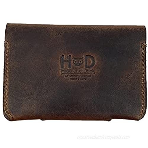 Hide & Drink Leather Card Holder Holds Up to 4 Cards Plus Folded Bills & Coins / Pouch / Case / Purse / Cash Handmade :: Bourbon Brown