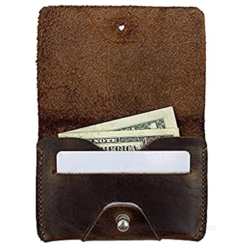 Hide & Drink Leather Card Holder Holds Up to 4 Cards Plus Folded Bills & Coins / Pouch / Case / Purse / Cash Handmade :: Bourbon Brown