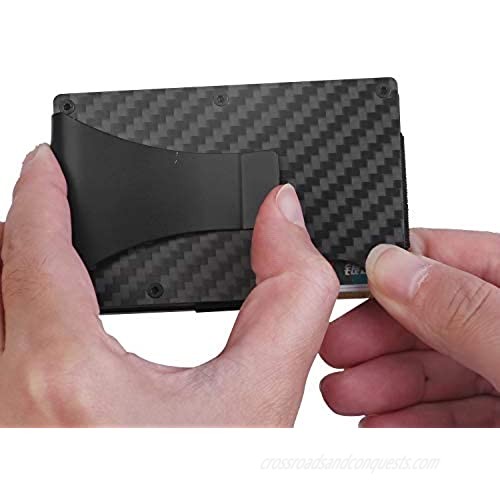 iMounTEK Credit Card Holder Wallet w/Cash Clip Carbon Fiber RFID Blocking Anti Scan Card Protector MInimalist Sleek Lightweight Thin Smooth Strong ATM Card Wallet Holder for Men