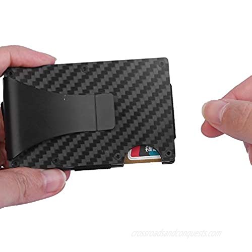 iMounTEK Credit Card Holder Wallet w/Cash Clip Carbon Fiber RFID Blocking Anti Scan Card Protector MInimalist Sleek Lightweight Thin Smooth Strong ATM Card Wallet Holder for Men