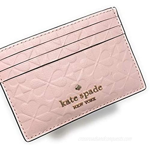 Kate Spade Small Card Holder Wallet Embossed Peach Pink