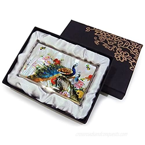 MADDesign Mother of Pearl Peacock Business Card Case Id Holder Mini Wallet