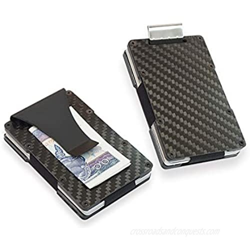 Minimalist RFID Carbon Fiber Wallets Carbon Fiber Card Holder with Pull Up Tab Carbon Fiber Wallet with Money Clip | RFID Blocking | Slim Compact Minimalist Cash and Credit Card Holder for Men | Fits Up to 12 Cards & 8 Cash Banknotes