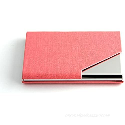 Partstock(TM) Business Name Card Holder Luxury PU Leather & Stainless Steel Multi Card Case Business Name Card Holder Wallet Credit card ID Case/Holder For Men & Women with Magnetic Shut.(Pink)