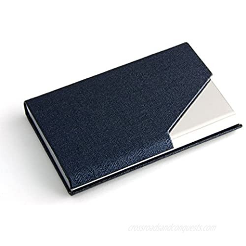 Partstock(TM) Business Name Card Holder Luxury PU Leather & Stainless Steel Multi Card Case Business Name Card Holder Wallet Credit card ID Case / Holder For Men & Women - Keep Your Business Cards Clean Crisp & Ready To Impress with Magnetic Shut.(Dark Blue)