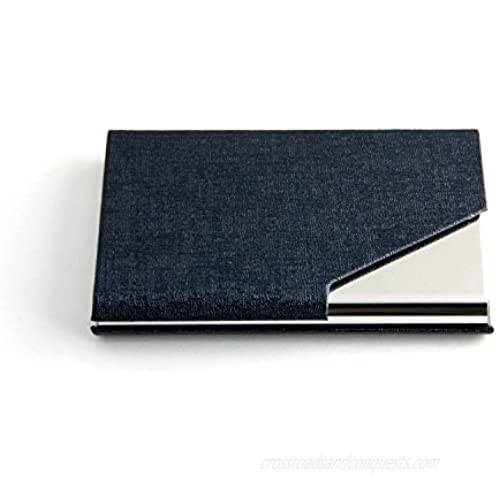 Partstock(TM) Business Name Card Holder Luxury PU Leather & Stainless Steel Multi Card Case Business Name Card Holder Wallet Credit card ID Case / Holder For Men & Women - Keep Your Business Cards Clean Crisp & Ready To Impress with Magnetic Shut.(Dark Blue)