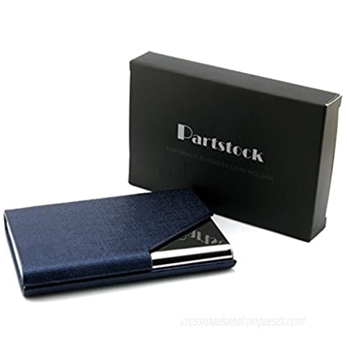 Partstock(TM) Business Name Card Holder Luxury PU Leather & Stainless Steel Multi Card Case Business Name Card Holder Wallet Credit card ID Case / Holder For Men & Women - Keep Your Business Cards Clean  Crisp & Ready To Impress  with Magnetic Shut.(Black/gold)