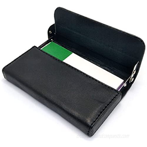 PU Leather Horizontal Framed Card Case Business Cards Slide Up Card Holder (Pocket Style)