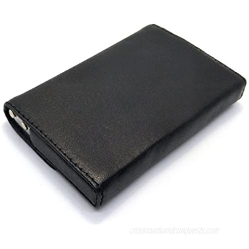 PU Leather Horizontal Framed Card Case Business Cards Slide Up Card Holder (Pocket Style)