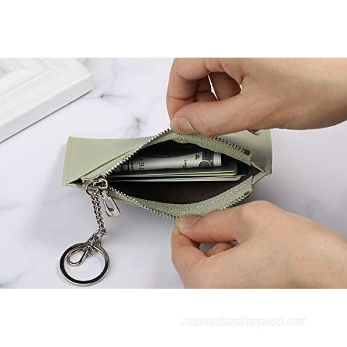 Small Wallets for Women Slim Leather Card Case Holder Cute Coin Purse with Keychains ID Window