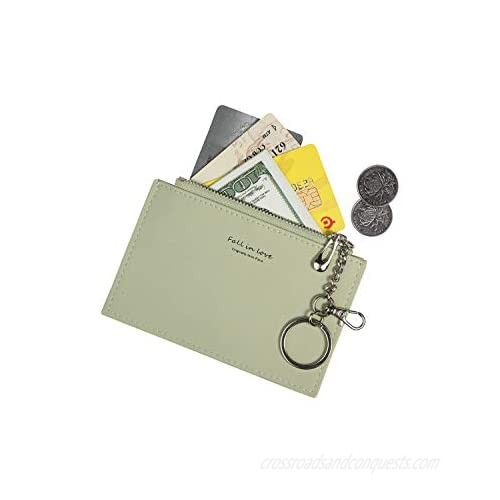 Small Wallets for Women Slim Leather Card Case Holder Cute Coin Purse with Keychains ID Window