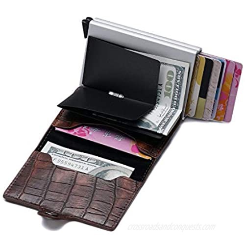 Ultra-thin RFID blocking wallet secure credit card wallet Credit Card Holders (Crocodile brown)