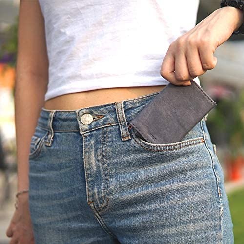UNINNE Slim Leather Credit Card Holder RFID Blocking Aluminum Pop-up Design Card Case for Men and Women