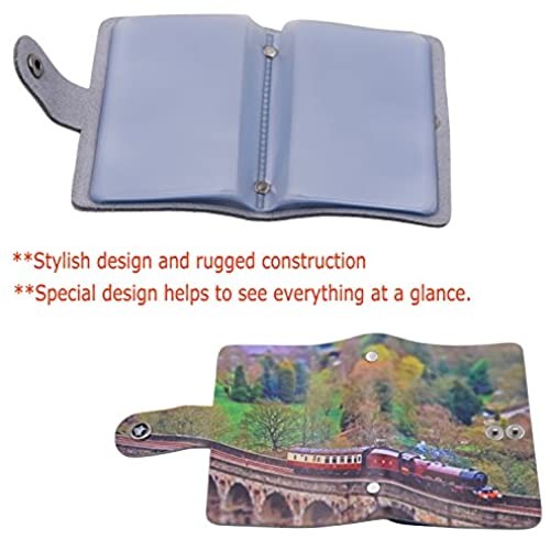 WITERY Genuine Soft Leather Credit Card Holder - Slim Minimalist Name Card Case Business Card Wallet with Button Closure for 26 Card Slots
