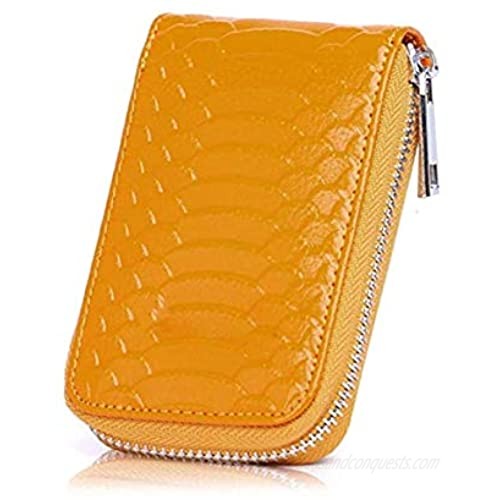Women Small RFID Blocking Coin Pouch Purse Credit Card Case Holder Wallet with Zipper (Orange)