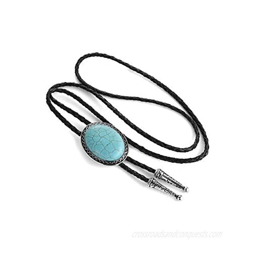 Bolo Tie Handmade Native Western Black Agate Turquoise Celtic Style Cowboy Bolo Tie for Men